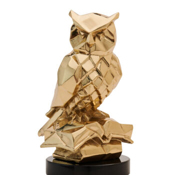 Sculpture titled "Owl" by Vizuri, Original Artwork, Casting Mounted on Stone