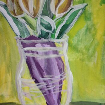 Картина под названием "Тюльпаны, на холсте…" - Vkavtor, Подлинное произведение искусства, Акрил
