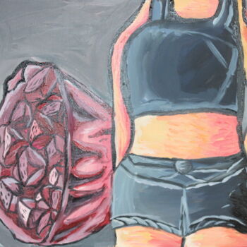 Картина под названием "Девочка с цветами,…" - Vkavtor, Подлинное произведение искусства, Акрил