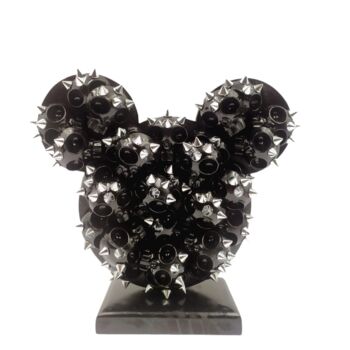 Sculpture intitulée "Mickey Skull Rock -…" par Vl, Œuvre d'art originale, Résine