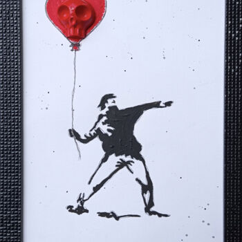 Картина под названием "Ballon HEARTSKUL" - Vl, Подлинное произведение искусства, Акрил Установлен на Деревянная рама для нос…