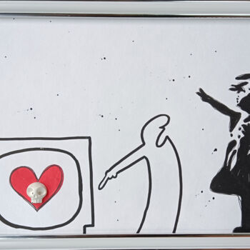Drawing titled "Lineas and Banksy g…" by Vl, Original Artwork, Acrylic Mounted on Wood Stretcher frame