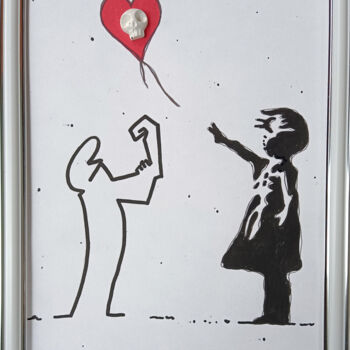 Pintura titulada "Lineas and Banksy g…" por Vl, Obra de arte original, Acrílico Montado en Bastidor de camilla de madera