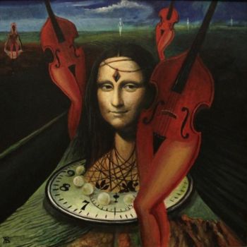 Painting titled "джоконда и скрипки" by Vladimir Zhuk, Original Artwork, Oil