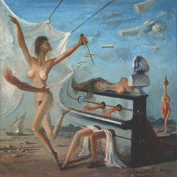 Картина под названием "сон на грани пробуж…" - Владимир Жук, Подлинное произведение искусства, Масло