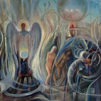 Pintura intitulada "изгнание из рая" por Vladimir Zhuk, Obras de arte originais, Óleo