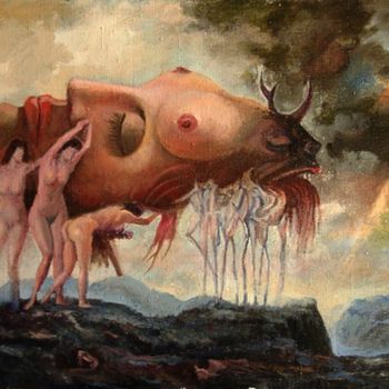Pittura intitolato "изгнание дьявола" da Vladimir Zhuk, Opera d'arte originale, Altro