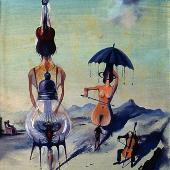 Pittura intitolato "музыка ипространство" da Vladimir Zhuk, Opera d'arte originale, Olio