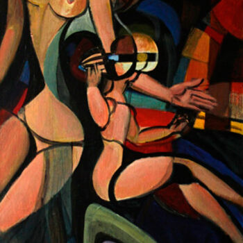 Pittura intitolato "женщина с ребенком" da Vladimir Zhuk, Opera d'arte originale, Olio