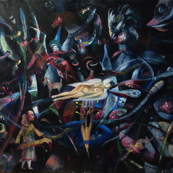 Pittura intitolato "полет во сне" da Vladimir Zhuk, Opera d'arte originale, Olio
