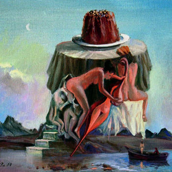 Painting titled "слдкий вечер воспом…" by Vladimir Zhuk, Original Artwork, Oil