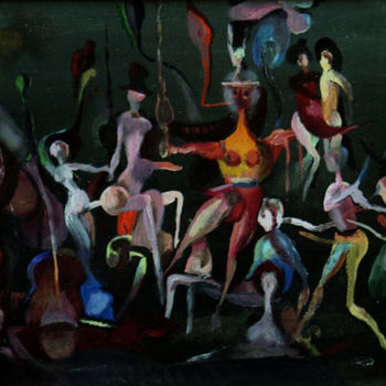 Malerei mit dem Titel "театр абсурда" von Vladimir Zhuk, Original-Kunstwerk, Öl