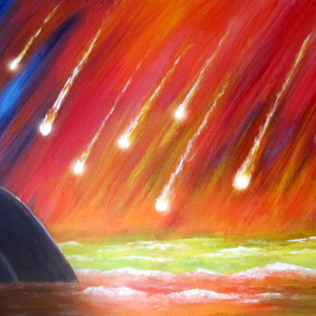 Painting titled "RAIN OF FIRE" by Vladislav Shtelts, Original Artwork, Acrylic