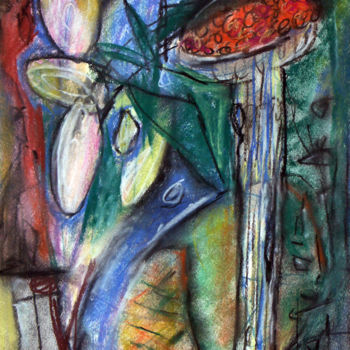 Peinture intitulée "Натюрморт с вазой" par Vlad Vas, Œuvre d'art originale, Pastel