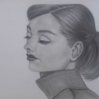 Drawing titled "Audrey Hepburn" by Vladimir Vlad, Original Artwork, Graphite