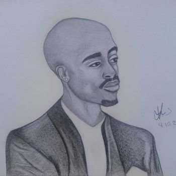 Drawing titled "Tupac Amaru Shakur" by Vladimir Vlad, Original Artwork, Graphite