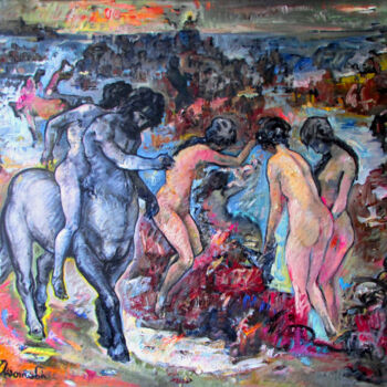 Painting titled "Myth of the Sea," by Asatiani Vladimer (Lado), Original Artwork, Oil