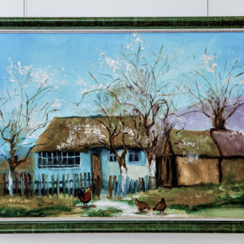 Картина под названием "Деревня" - Елизавета Ядловская, Подлинное произведение искусства, Масло