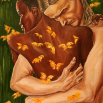 Картина под названием "Жёлтые бабочки" - Владимир Бондаренко, Подлинное произведение искусства, Масло