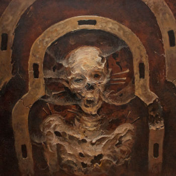 Malerei mit dem Titel "Mummy in sarcophagus" von Vladimir Chebakov, Original-Kunstwerk, Acryl