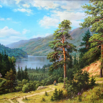 Painting titled "Сибирские просторы" by Vladimir Cherkasov, Original Artwork, Oil