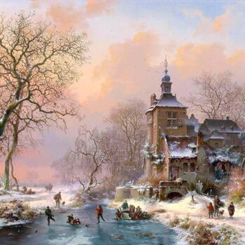Картина под названием "Зимний пейзаж с зам…" - Vladimir Cherkasov, Подлинное произведение искусства, Масло