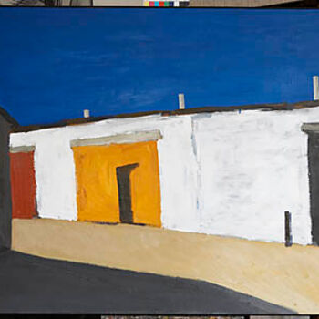 Картина под названием "Капитальные гаражи" - Владимир Дайбов, Подлинное произведение искусства, Масло