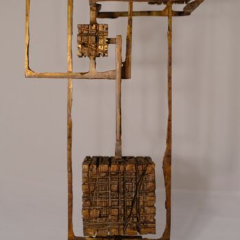 Sculpture intitulée "kompozycja z kostka…" par Vladimir Fomin, Œuvre d'art originale, Bronze