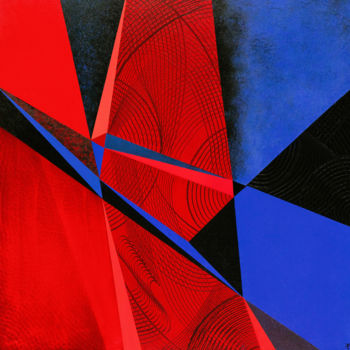 Malerei mit dem Titel "Progression rouge" von Théo Golb, Original-Kunstwerk, Acryl