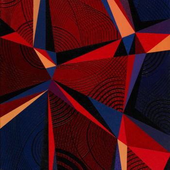 「Sunset geometric」というタイトルの絵画 Théo Golbによって, オリジナルのアートワーク, アクリル