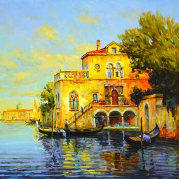 Pintura intitulada "Венеция летом." por Vladimir Gurbo, Obras de arte originais, Óleo Montado em Armação em madeira