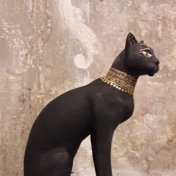 Sculpture titled "Egyptian cat" by Vladimir Kolesnikov, Original Artwork, Ceramics