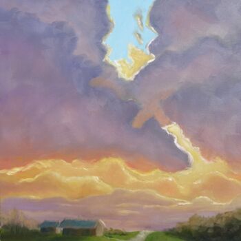 Painting titled "Sunset in the villa…" by Vladimir Kristinkov, Original Artwork, Oil