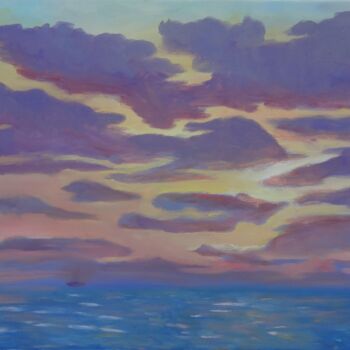 Painting titled "Sea Sunset" by Vladimir Kristinkov, Original Artwork, Oil