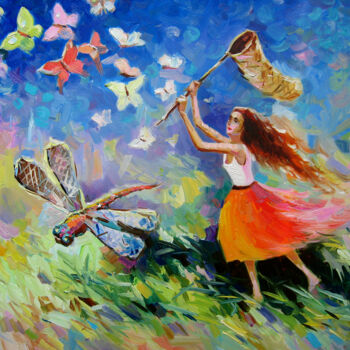 Malarstwo zatytułowany „Summer hunting for…” autorstwa Vladimir Lutsevich, Oryginalna praca, Olej