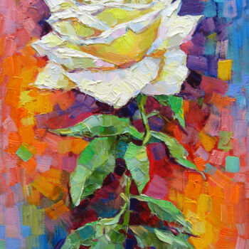 Картина под названием "Rose" - Vladimir Lutsevich, Подлинное произведение искусства, Масло