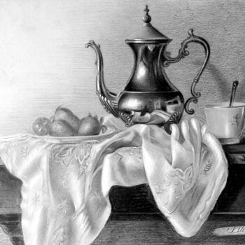 Dessin intitulée "Кофе с клубникой" par Vladimir Medvedev, Œuvre d'art originale, Crayon