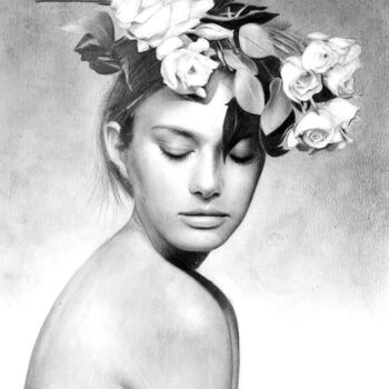 Рисунок под названием "Blanche Stroeve" - Владимир Медведев, Подлинное произведение искусства, Карандаш