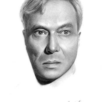 Dessin intitulée "Boris Pasternak" par Vladimir Medvedev, Œuvre d'art originale, Crayon