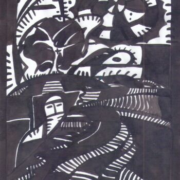 Рисунок под названием "Перед дождем" - Владимир Мозалевский, Подлинное произведение искусства, Чернила
