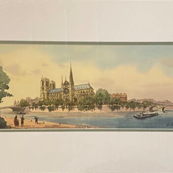 印花与版画 标题为“Notre Dame de Paris” 由Vladimir Oborotov, 原创艺术品, 水彩