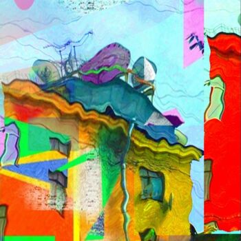 Digitale Kunst mit dem Titel "Strange house 3" von Vladimir Pi, Original-Kunstwerk, Digitale Malerei