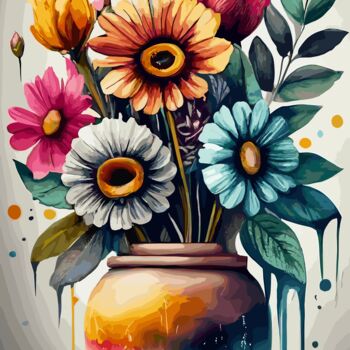 Цифровое искусство под названием "Bouquet of flowers" - Vladimir Semenov, Подлинное произведение искусства, Цифровая живопись