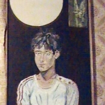 Картина под названием "портрет сына(Денис )" - Владимир Тихомиров, Подлинное произведение искусства, Масло