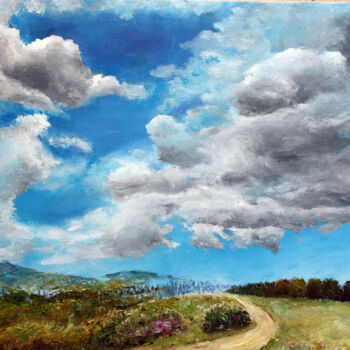 제목이 "Vast Heavens"인 미술작품 Vladimir Volosov로, 원작, 기름 나무 들것 프레임에 장착됨