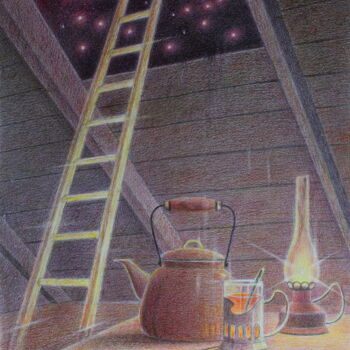 Рисунок под названием "Лестница к звездам" - Vladimir Vp, Подлинное произведение искусства, Цветные карандаши