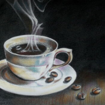 Drawing titled "Кофе" by Vladimir Vp, Original Artwork, Charcoal