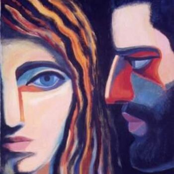 Картина под названием "Adam & Eve" - Vladimir Zagitov, Подлинное произведение искусства, Масло