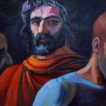 Painting titled "David and Uriah" by Vladimir Zagitov, Original Artwork, Oil