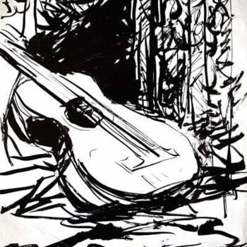 Drawing titled "Guitar" by Vladimir Zagitov, Original Artwork